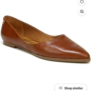 Zodiac Pointed Leather Flats in Cognac Brown
